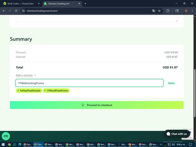 A2 Hosting checkout page showing A2 Hosting promo code box | Screenshot taken by SimplyCodes community member on Jul 12, 2025