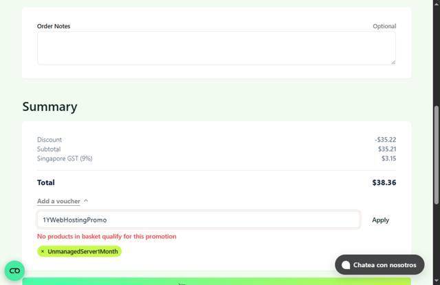 A2 Hosting checkout page showing A2 Hosting promo code box | Screenshot taken by SimplyCodes community member on Sep 9, 2025