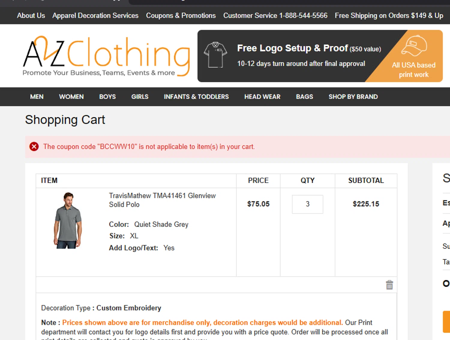 A2ZClothing promo code screenshot showing code BCCWW10 applied at A2ZClothing checkout page. Uploaded by SimplyCodes community member Dejadepicharme on Jan 1, 2026