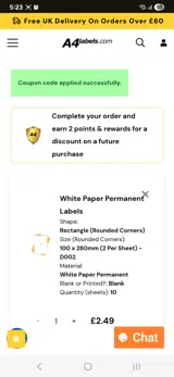 WELCOME10 coupon verification screenshot