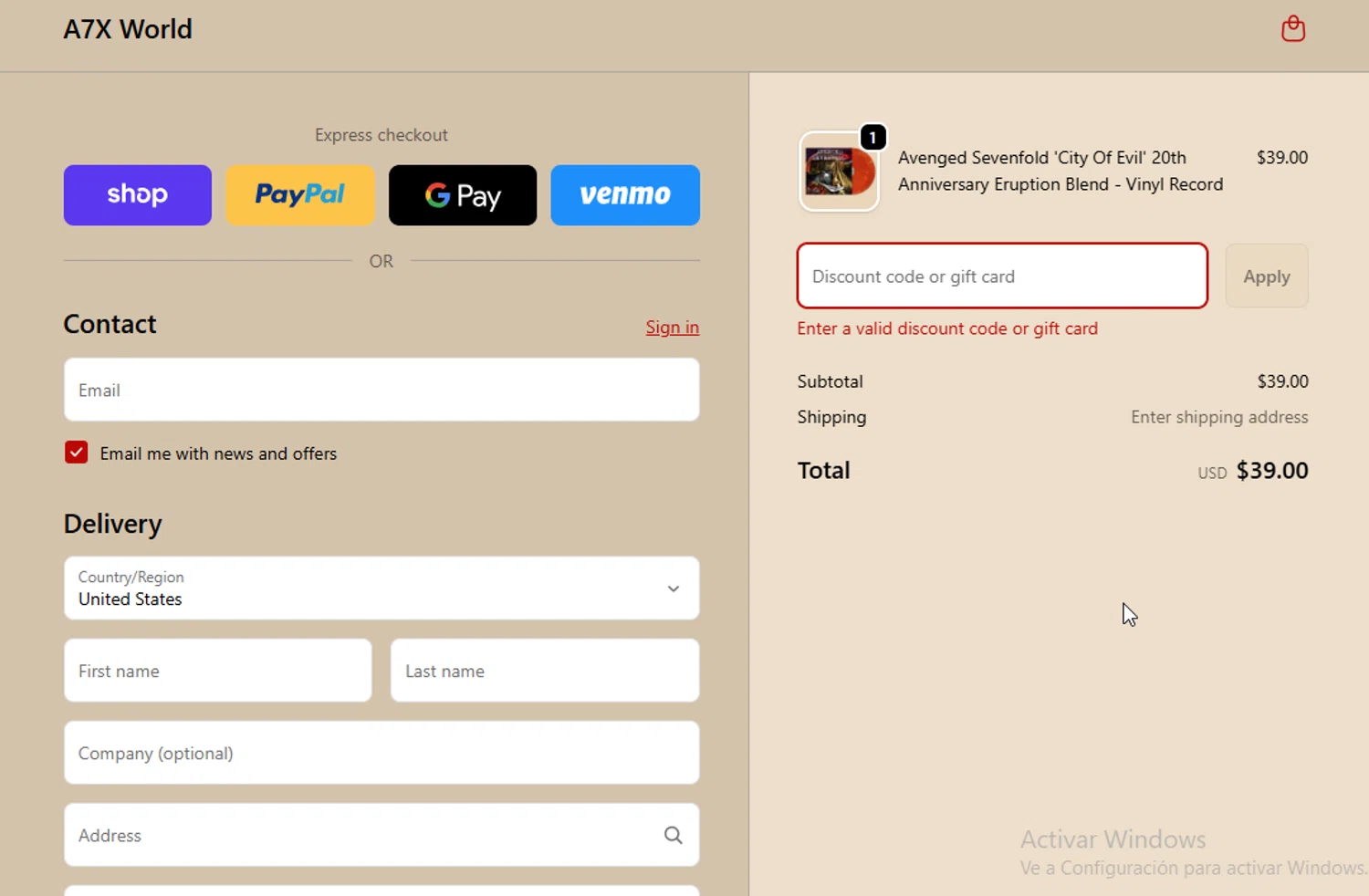 A7X World discount code screenshot showing code A7X10 applied at A7X World checkout page. Uploaded by SimplyCodes community member BudgetGuardian5712 on Oct 12, 2025
