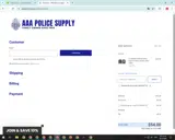 AAA Police Supply coupon verification screenshot