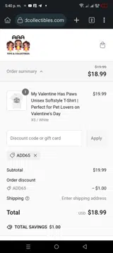 AAA Toys And Collectibles coupon verification screenshot
