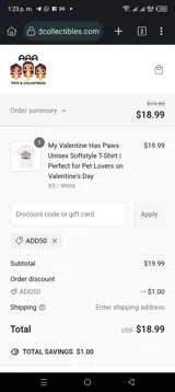 AAA Toys And Collectibles coupon verification screenshot