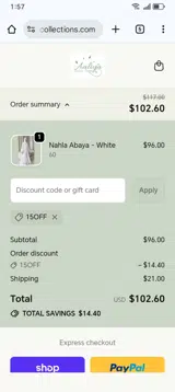 15OFF coupon verification screenshot