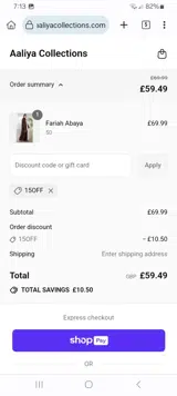 15OFF coupon verification screenshot