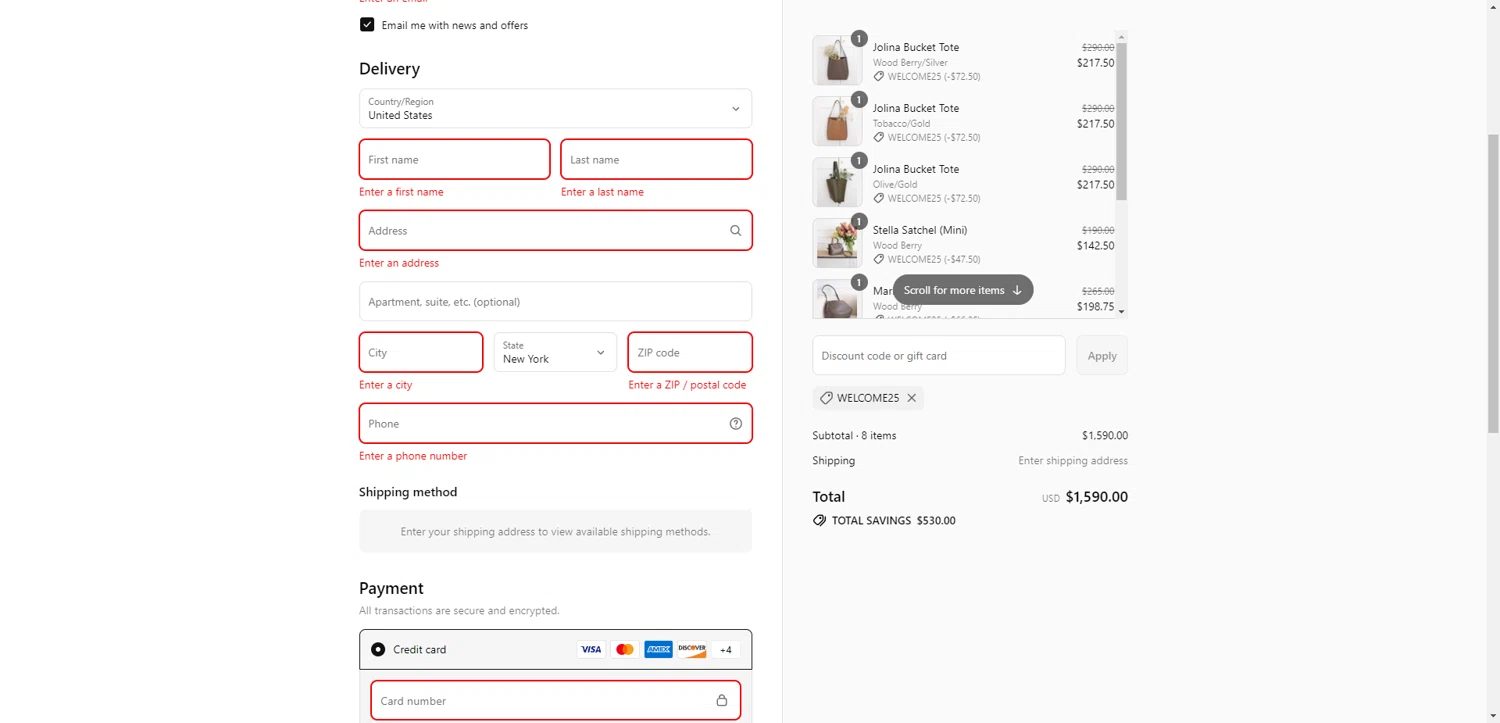 Aallyn promo code screenshot showing code WELCOME25 applied at Aallyn checkout page. Uploaded by SimplyCodes community member DiscountWarden480 on Aug 10, 2025