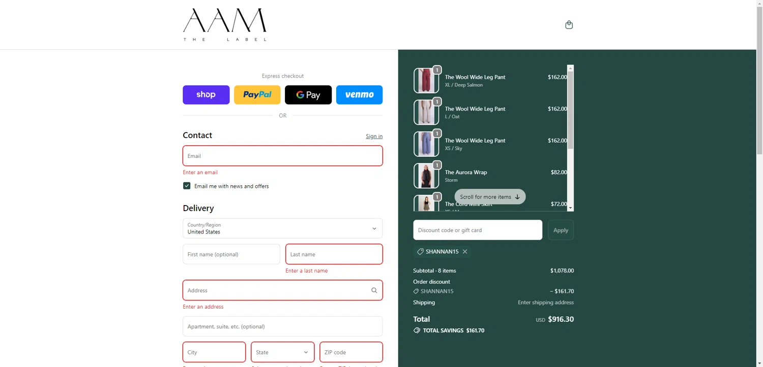 AAM discount code screenshot showing code SHANNAN15 applied at AAM checkout page. Uploaded by SimplyCodes community member NobleMaestro6498 on Dec 31, 2025