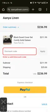 AANYA30 coupon verification screenshot