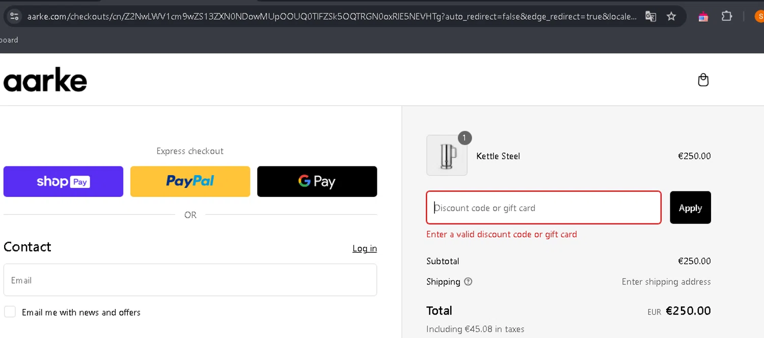 Aarke discount code screenshot showing code BACKTOAARKE applied at Aarke checkout page. Uploaded by SimplyCodes community member BrolySama on Mar 1, 2025