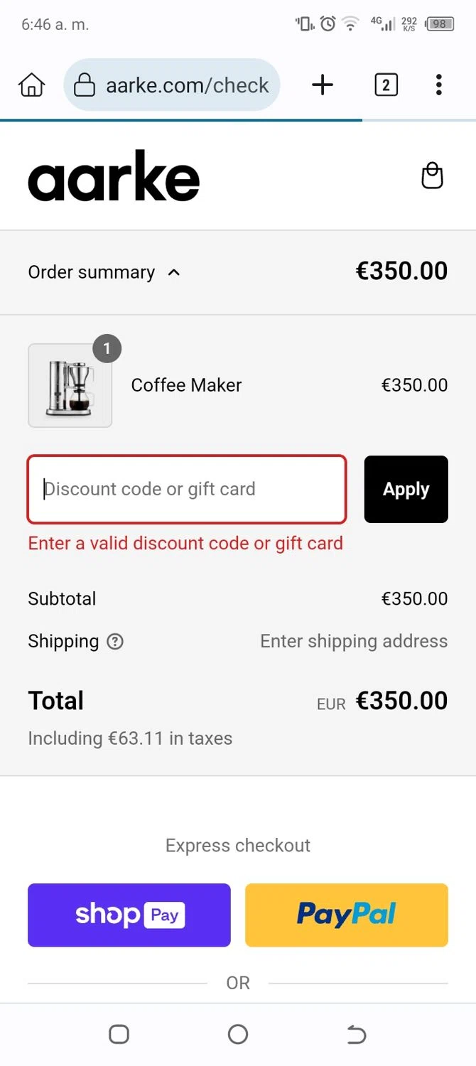 Aarke discount code screenshot showing code BACKTOAARKE applied at Aarke checkout page. Uploaded by SimplyCodes community member asdfgh on Jan 26, 2025