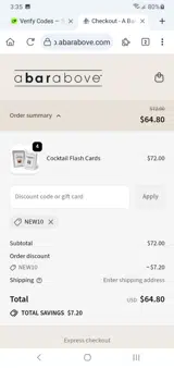 NEW10 coupon verification screenshot
