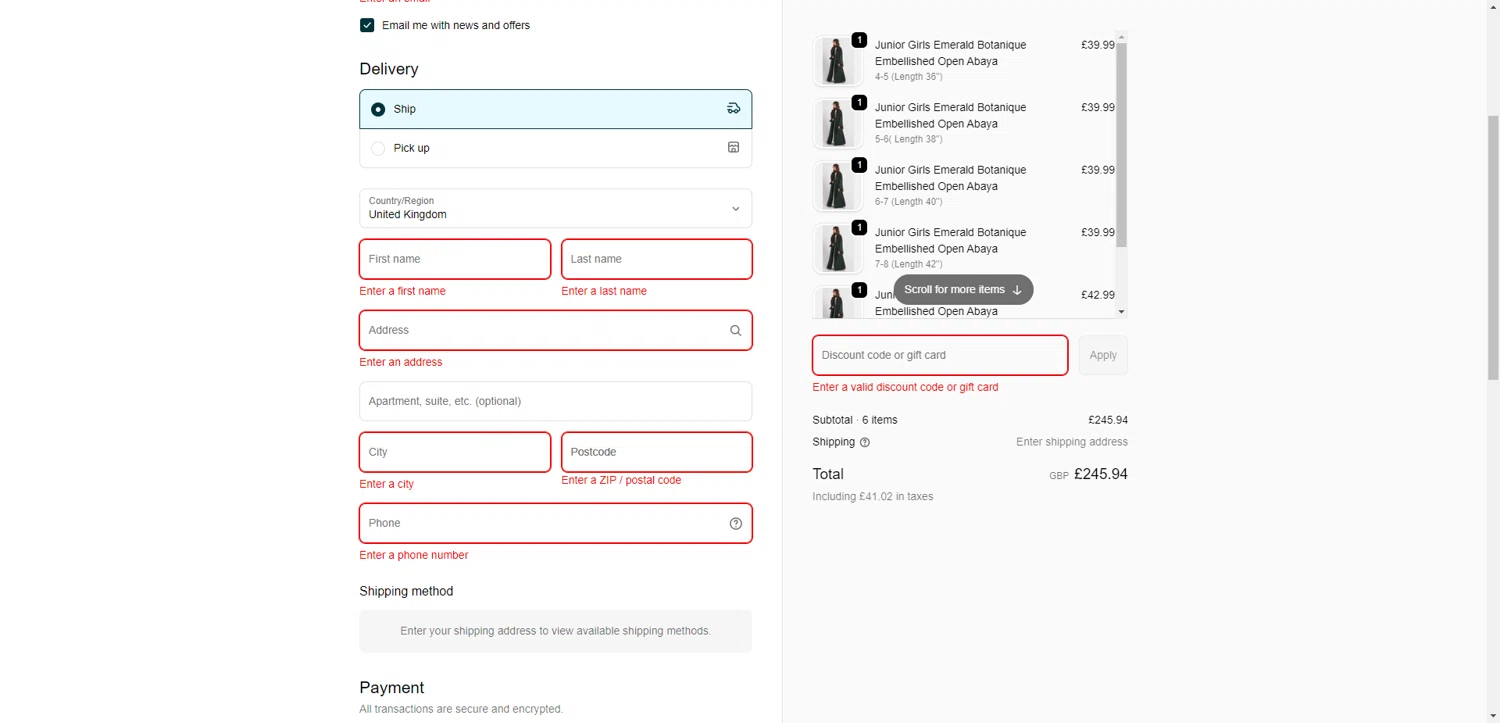AbayaButh Online promo code screenshot showing code BF15 applied at AbayaButh Online checkout page. Uploaded by SimplyCodes community member ValiantAce1810 on Feb 11, 2026
