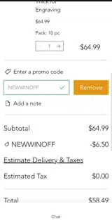 NEWWINOFF coupon verification screenshot