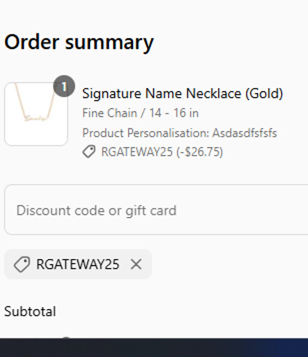 Abbott Lyon discount code screenshot showing code RGATEWAY25 applied at Abbott Lyon checkout page. Uploaded by SimplyCodes community member Charly2607 on May 3, 2025
