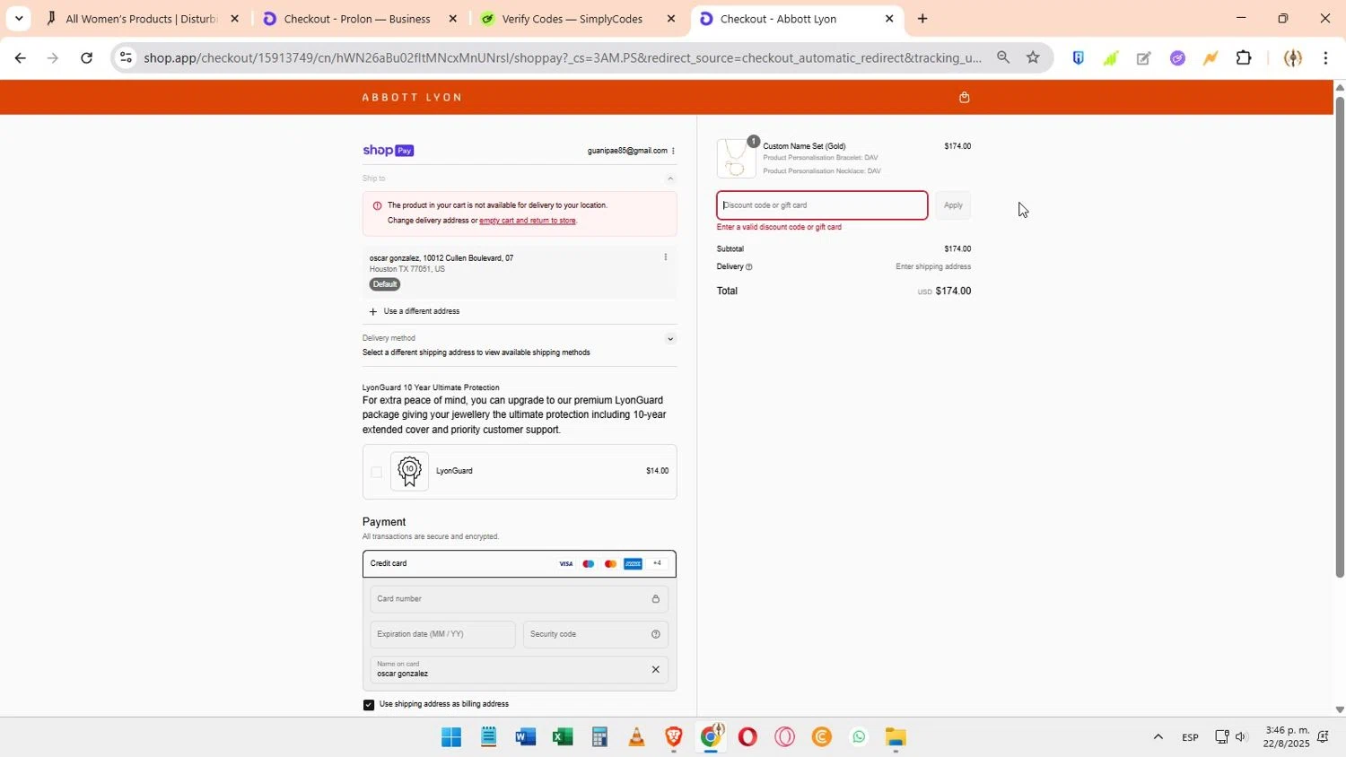 Abbott Lyon discount code screenshot showing code 2FOR1 applied at Abbott Lyon checkout page. Uploaded by SimplyCodes community member Elimix on Aug 22, 2025
