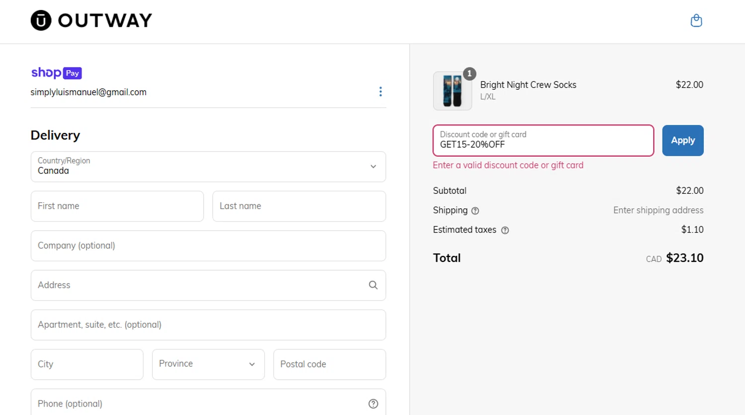 Abby's Legendary Pizza checkout page showing Abby's Legendary Pizza promo code box | Screenshot taken by SimplyCodes community member on Mar 15, 2025