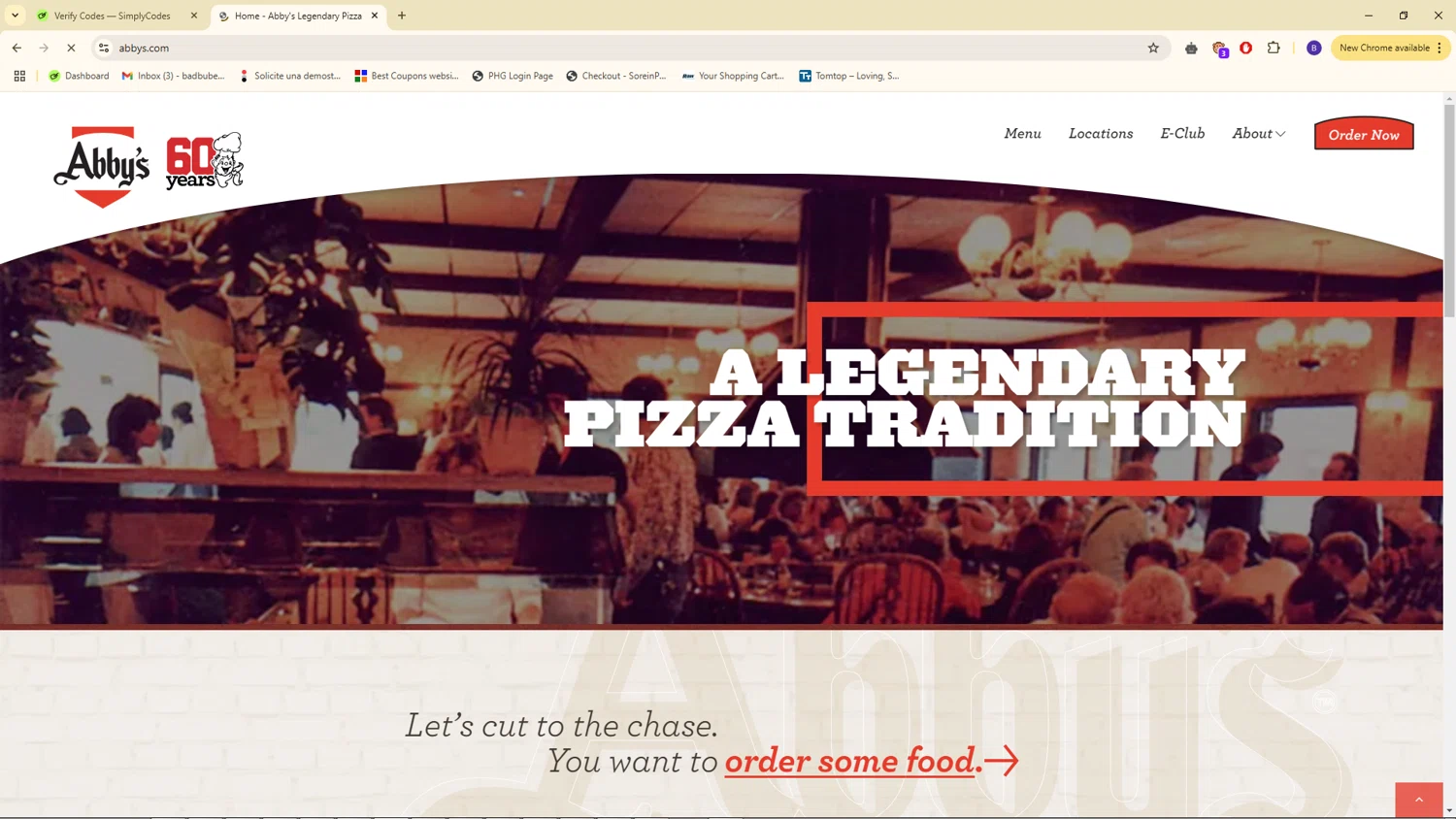 Abby's Legendary Pizza checkout page showing Abby's Legendary Pizza promo code box | Screenshot taken by SimplyCodes community member on Jan 8, 2025