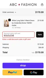 BFOUTLET60 coupon verification screenshot