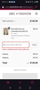 SUMMER40 coupon verification screenshot