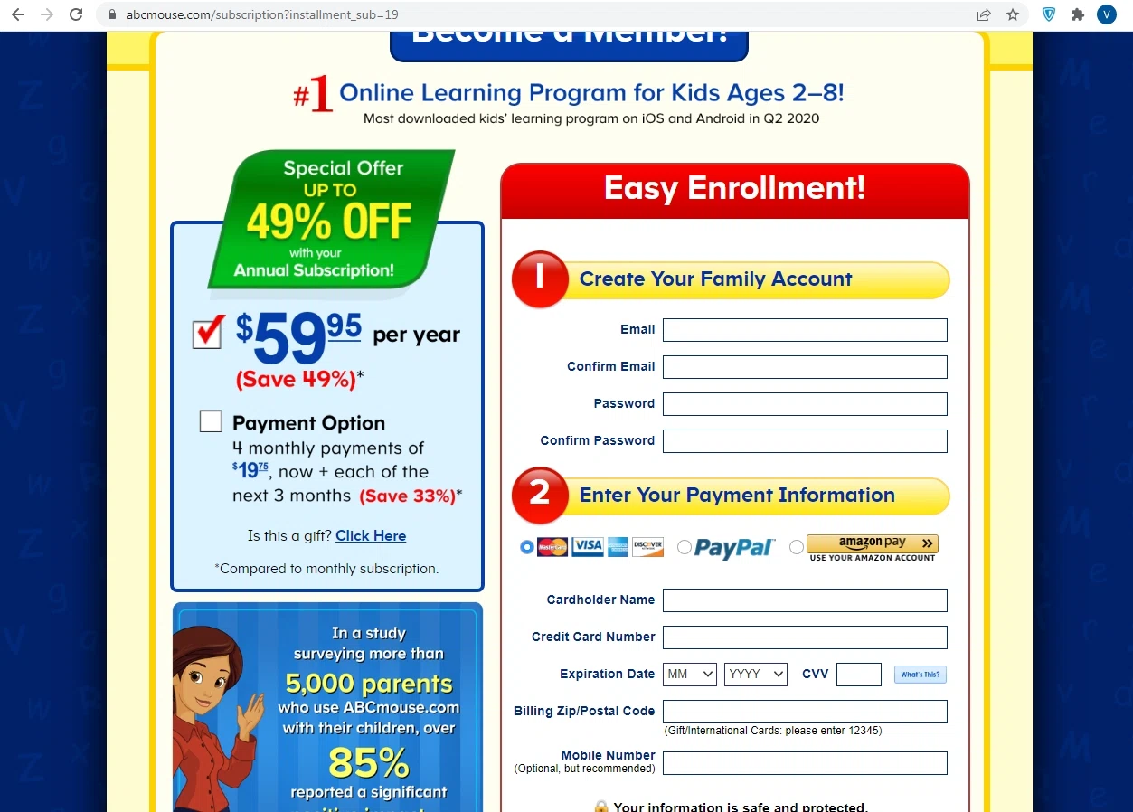where to use ABCmouse.com promo code box