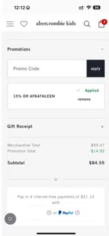 AFKATHLEEN coupon verification screenshot