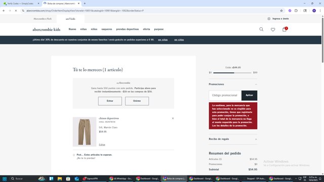 Abercrombie Kids checkout page showing Abercrombie Kids promo code box | Screenshot taken by SimplyCodes community member on Jun 10, 2025