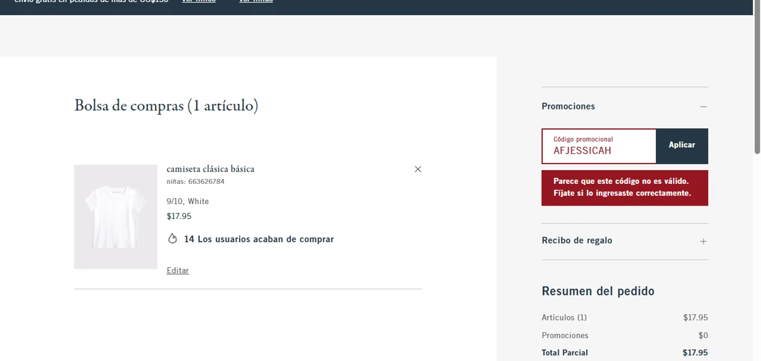 Abercrombie Kids promo code screenshot showing code AFJESSICAH applied at Abercrombie Kids checkout page. Uploaded by SimplyCodes community member BonusDefender8823 on Aug 27, 2025