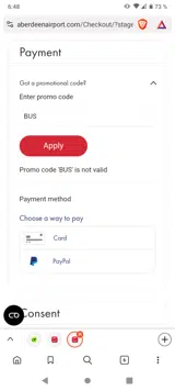 BUS coupon verification screenshot