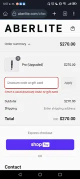 ABERLITE10 coupon verification screenshot