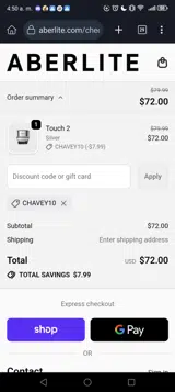 CHAVEY10 coupon verification screenshot