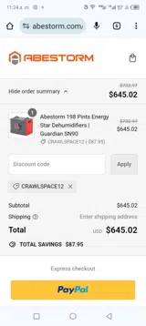 crawlspace12 coupon verification screenshot