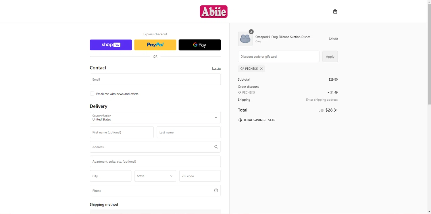 how to use Abiie coupons