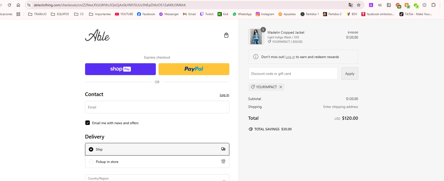where to use ABLE promo code box