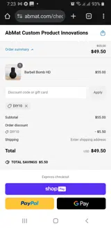 DIY10 coupon verification screenshot