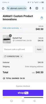 Cornerstone coupon verification screenshot