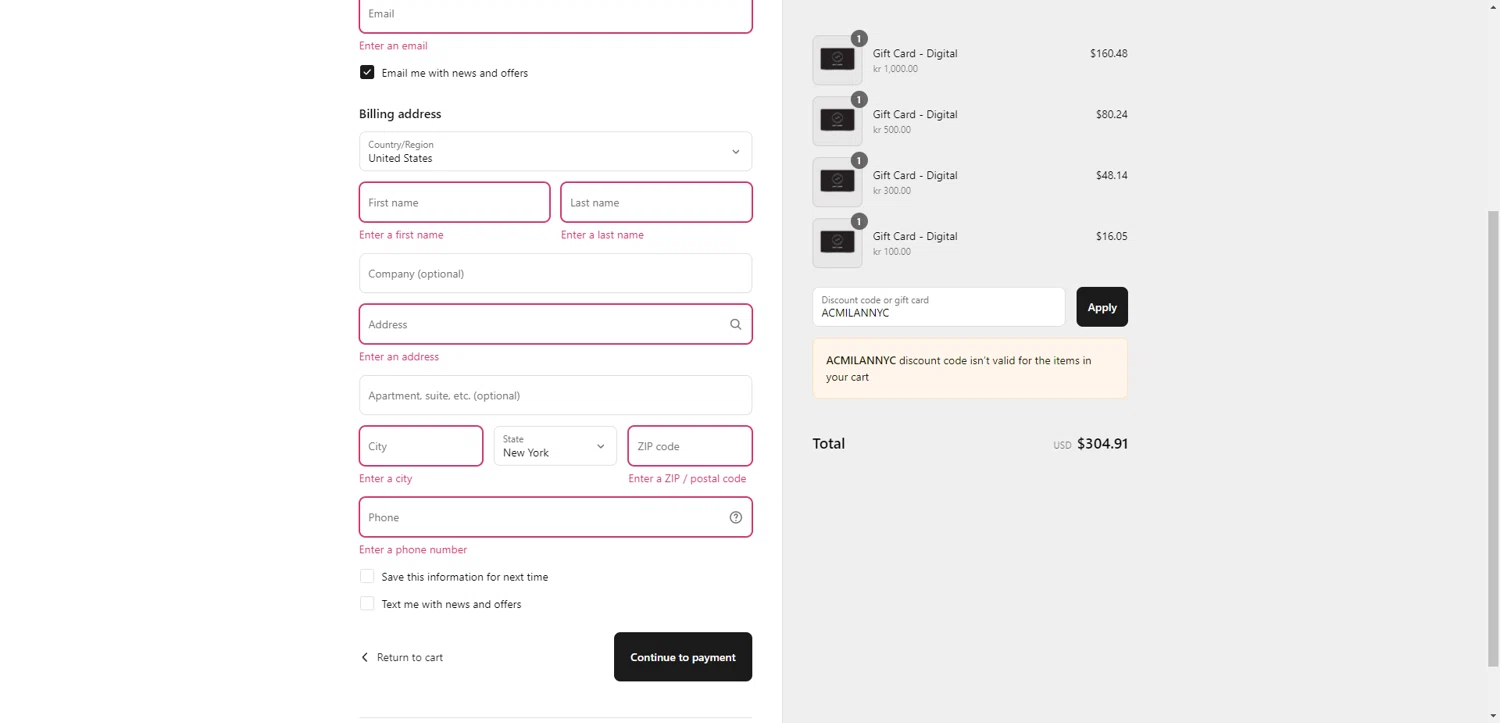About Vintage promo code screenshot showing code ACMILANNYC applied at About Vintage checkout page. Uploaded by SimplyCodes community member CleverHawk1744 on Jul 10, 2025