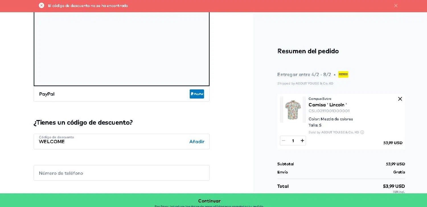 ABOUT YOU discount code screenshot showing code WELCOME applied at ABOUT YOU checkout page. Uploaded by SimplyCodes community member Ronald13 on Jan 24, 2025