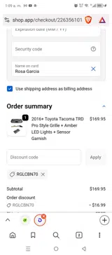 RGLCBN70 coupon verification screenshot