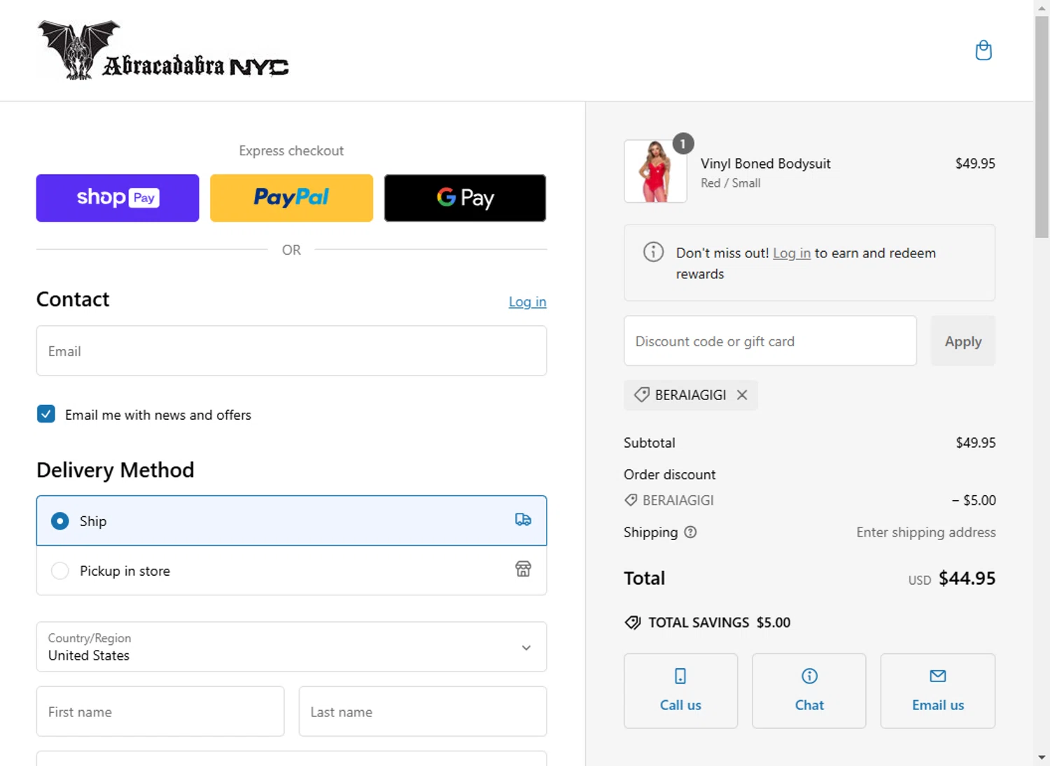 Abracadabra NYC discount code screenshot showing code BERAIAGIGI applied at Abracadabra NYC checkout page. Uploaded by SimplyCodes community member isjavierp on Jan 26, 2025