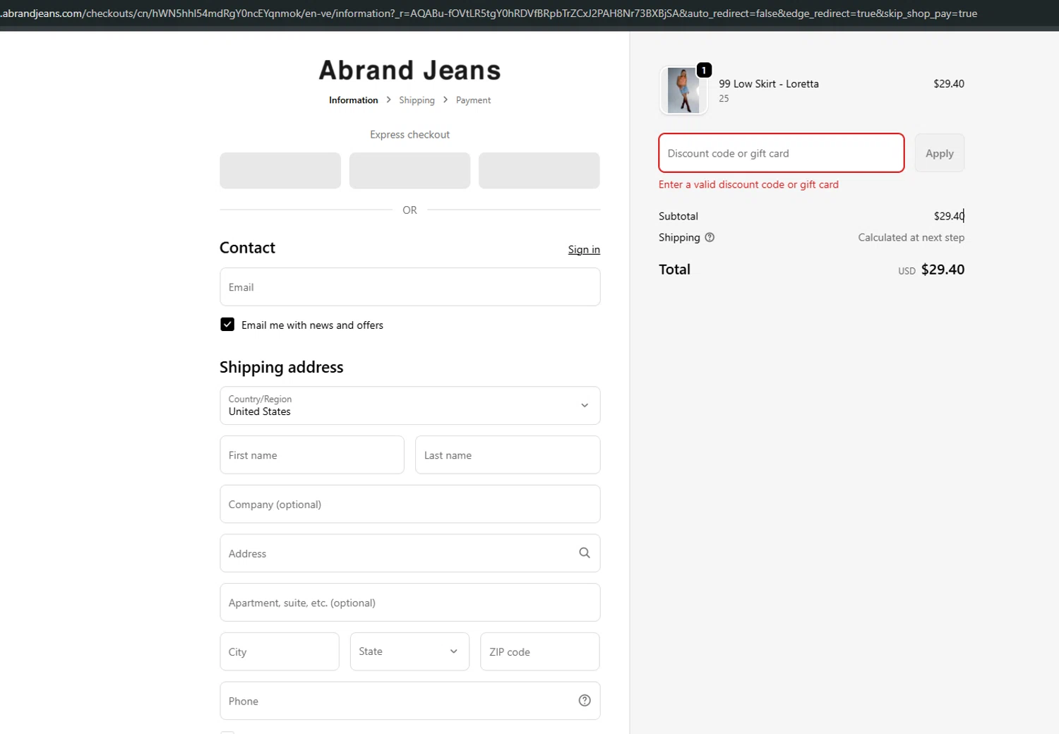 Abrand Jeans discount code screenshot showing code MICROSZN applied at Abrand Jeans checkout page. Uploaded by SimplyCodes community member ITSO1676764508225 on Nov 25, 2025
