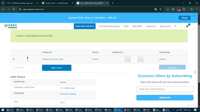 ABSC Organics checkout page showing ABSC Organics coupon code box | Screenshot taken by SimplyCodes community member on Apr 3, 2025