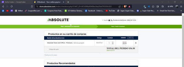 Absolute checkout page showing Absolute promo code box | Screenshot taken by SimplyCodes community member on Nov 20, 2023