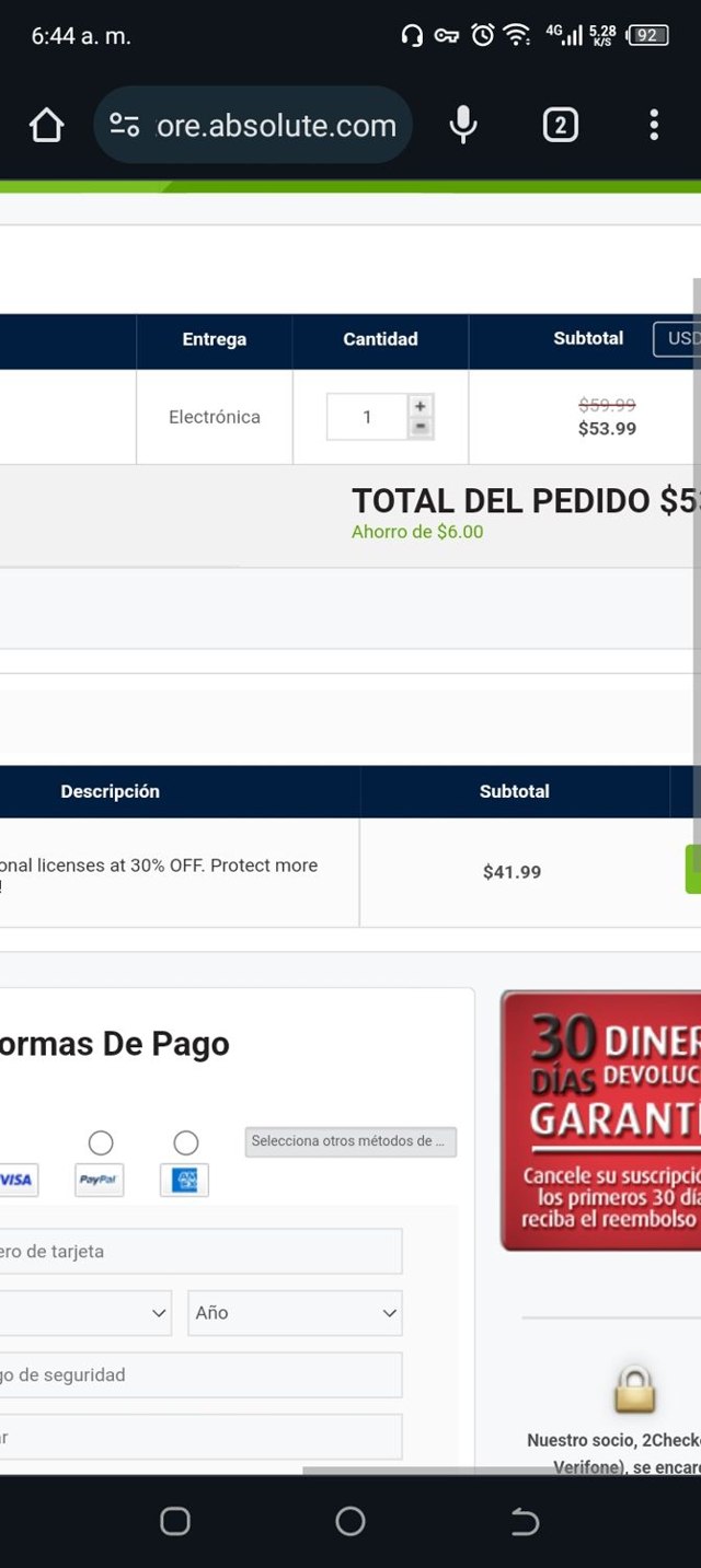 Absolute checkout page showing Absolute promo code box | Screenshot taken by SimplyCodes community member on Nov 20, 2023