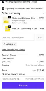 KATM10 coupon verification screenshot