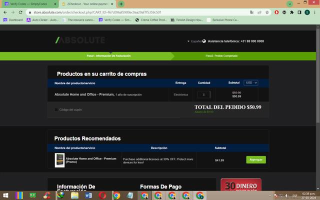 Absolute LoJack checkout page showing Absolute LoJack coupon code box | Screenshot taken by SimplyCodes community member on Mar 27, 2024