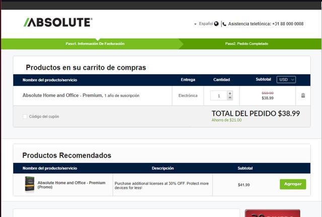 Absolute LoJack checkout page showing Absolute LoJack coupon code box | Screenshot taken by SimplyCodes community member on Feb 26, 2024