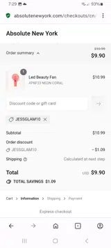 Absolute New York coupon verification screenshot