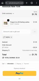 Absolute New York coupon verification screenshot