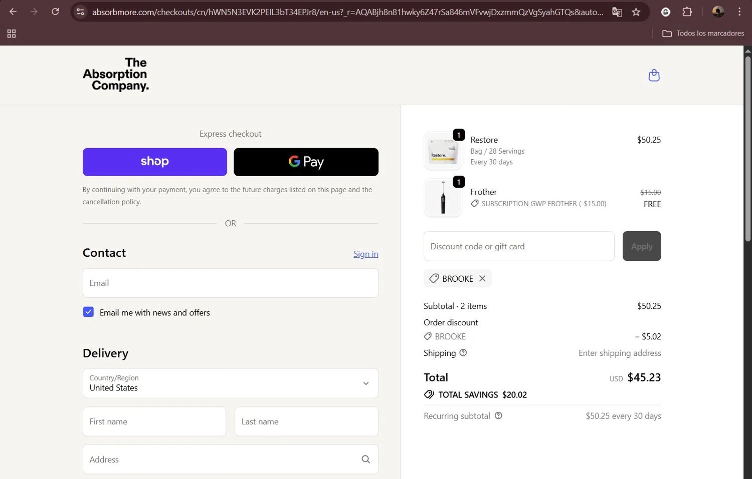 Verification screenshot for Free Gift Storewide at The Absorption Company — 6mo ago